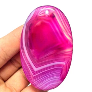Natural Rose Red Line Agate Oval Pendants Bead Necklace DIY Jewelry Making - Picture 1 of 2