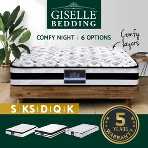 Giselle Mattress Queen Double King Single Pocket Spring Euro Tight Pillow Top - Picture 1 of 18