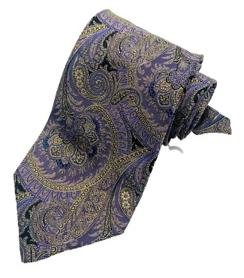 *VTG W/ TAGS* Royal Classic For Tom James Men's Purple/Gold Paisley Silk Tie - Image 1 of 4