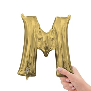 Letter Foil Air Filled Balloon - 16"H | Gold | 1 Pc., Letter M - Picture 1 of 1