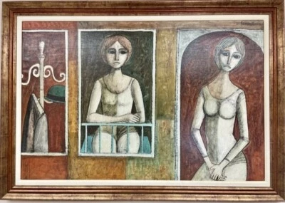 Lucio Ranucci «Looking Out» (1976) СОБСТВЕННОРУЧНО ПОДПИСАННЫЙ ОРИГИНАЛЬНЫЙ МАСЛЯНЫЙ РИСУНОК середины века - Изображение 1 из 4