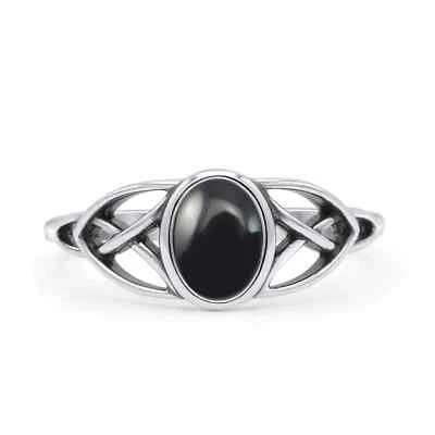 Anillo Ovalado Art Deco Banda Celta Pulgar Moda 8mm Creado en Laboratorio Plata de Ley 925 Foto 1 de 4