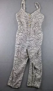 Mono mameluco mediano para mujer LUSH diseño abstracto medio mezcla de lino rayón usado en excelente estado - Imagen 1 de 6