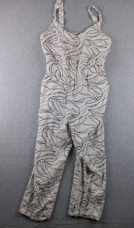 Mono mameluco mediano para mujer LUSH diseño abstracto medio mezcla de lino rayón usado en excelente estado Foto 1 de 4