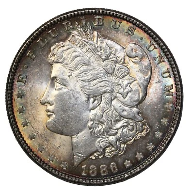 1886 Morgan Silver One Dollar $1 Philadelphia Mint UNC MS - Image 1 of 2
