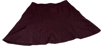 Ny Collection Skirt Womens Size Medium Burgundy Checkered Black Zip Up Stretch - Image 1 of 4