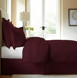 Cotton Collection 300 TC 15" Tailored Full Bed Skirt Dust Ruffle in Burgundy Red - Picture 1 of 1