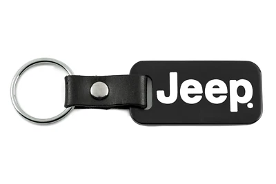 Jeep Satin Black Key Chain Fob - White Jeep - Made in USA - Image 1 of 2