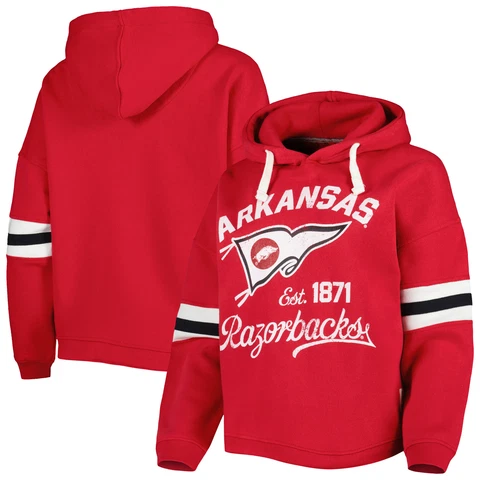Women's Pressbox Cardinal Arkansas Razorbacks Super Pennant Pullover Hoodie Cover