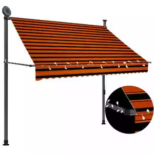 Manual Retractable Awning with LED 78.7" Orange and Brown vidaXL - Picture 1 of 7