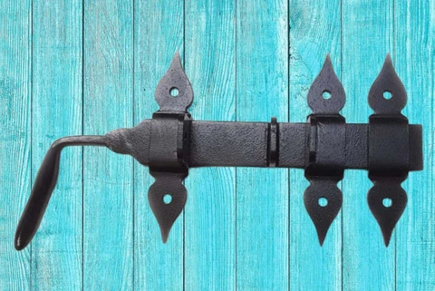 Decorative iron gate / door LATCH in black finish (HF-018) Cover