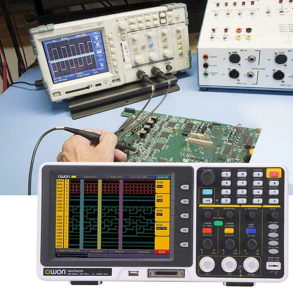 Mixed Signal MSO Oscilloscope logic analyzer Owon MSO7062TD 8" 60MHz 1GS/s  FFT - Image 1 of 4