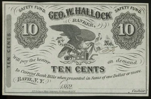 Bath, NY - George W. Hallock 10¢ 1862 resto nítido sin circular - Imagen 1 de 2