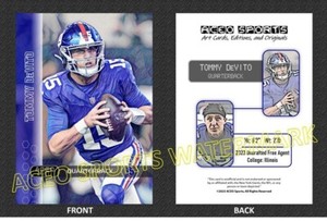 2023 NEW! Tommy DeVito Art Cards Editions & Originals Football Card Giants