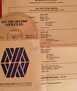 RADIO SHOW: OFF THE RECORD SPECIAL 5/12/97 NO DOUBT & VERVE PIPE FEATURES - Picture 1 of 1
