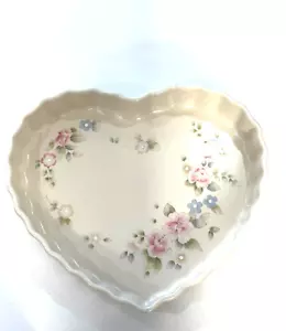 Pfaltzgraff Tea Rose Floreale Forma Cuore Torta Quiche Pan Piatto Vintage - Foto 1 di 8