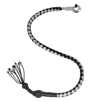 Látigo de cuero para motocicleta de 42" con cabezas de calavera | Acceso al manillar trenzado Foto 1 de 4