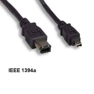 Kentek 15 ft IEEE-1394A Firewire 400 6-Pin Male to 4-Pin Male Cord Data DV Black - Picture 1 of 1