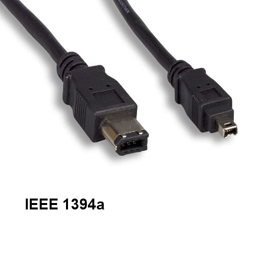 Kentek 6 ft IEEE-1394A Firewire 400 6-Pin Male to 4-Pin Male Cord Data DV Black - Image 1 of 1