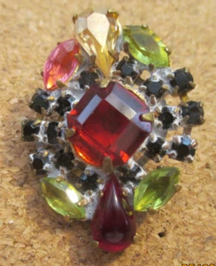 1-Czech Rhinestone Multicolored Design-Oval Button #43  31.22mm x 23.79mm - Picture 1 of 5