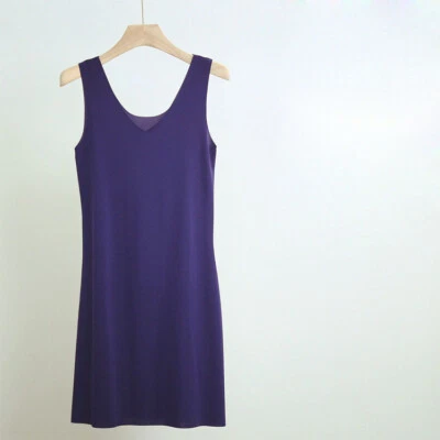 Бесшовная ночная рубашка без рукавов ночная одежда с V-образным вырезом эластичная свободная ночная рубашка пижамы - Изображение 1 из 4