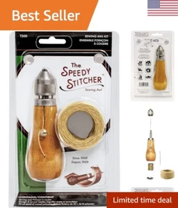 Heavy Material Sewing Awl with Wood Handle - Straight Needle, Curved Needle, ... - Picture 1 of 9