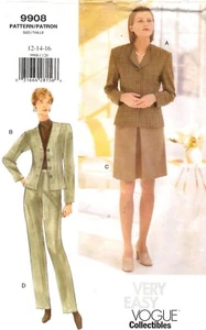 Vogue Collectibles Sewing Pattern Women's JACKET SKIRT PANTS 9908 Sz 12-14-16 UC - Picture 1 of 4