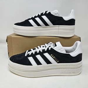Women's Adidas Gazelle Bold Casual Suede Shoes / Black White / HQ6912 / Size 9.5 - Picture 1 of 8