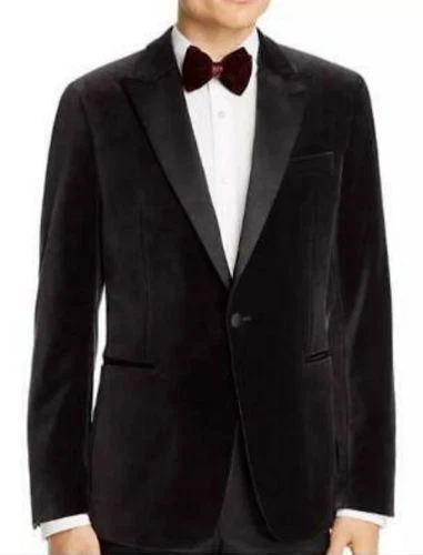 Theory Chambers Plush Velvet Slim Fit Dark Grey Tux Jacket Size 40 R 40R Foto 1 de 2