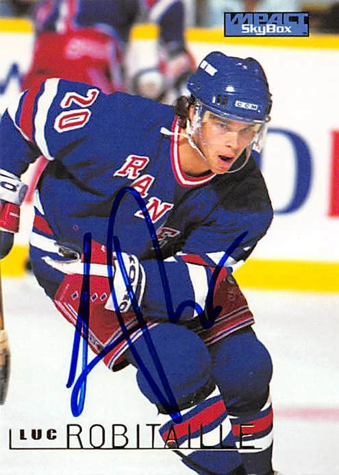 Luc Robitaille autographed Hockey Card New York Rangers 1996 Skybox Impact #113 - Image 1 of 1
