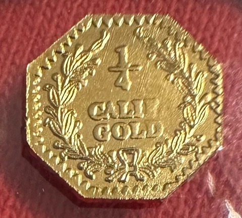 1881 OCTAGON INDIAN HEAD 1/4 CALIFORNIA GOLD TOKEN IN DISPLAY HOLDER   #24 Cover