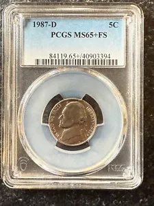 1987-D 5C Full Steps Jefferson Nickel-PCGS MS65+FS - Picture 1 of 2