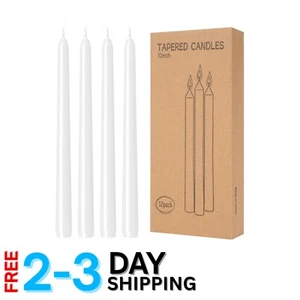 10 Inch White Taper Candles 12 Pack Dripless Unscented Long Burn Home Decor W... - Picture 1 of 8