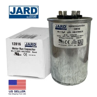 Mars JARD Motor Run Capacitor, 80/7.5 MFD, Dual Section 440/370 V Round 12816