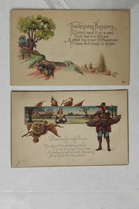 THANKSGIVING DAY GREETINGS-LOT 2 POSTCARDS-C53-186 - Picture 1 of 1