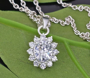 Certified 1.35 Ct Oval Cut White Diamond Pendant-Great Sparkle & Bling ! VIDEO - Picture 1 of 11