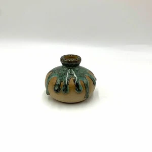 Stoneware Small Vase With Glaze Drip 2.5" - Picture 1 of 9