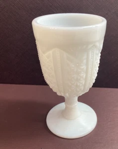 Vintage Westmoreland Milk Glass Goblet Old Quilt Pattern - Picture 1 of 7