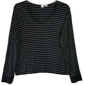 Gilligan & O'Malley Damen Nachtschlafshirt Größe XL Langarm schwarz gestreift - Bild 1 von 11