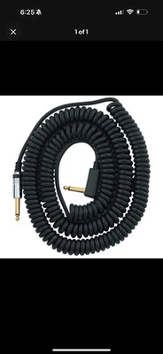 Vox VCC Vintage Coiled 1/4" Straight to Right Angle Instrument Cable 29.5' Black - Image 1 of 4