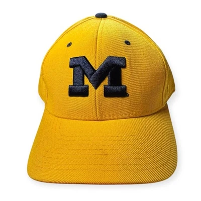 Michigan Wolverines Fitted Hat Zephyr Wool Blend Yellow 7 5/8 Vintage 90s - Image 1 of 4