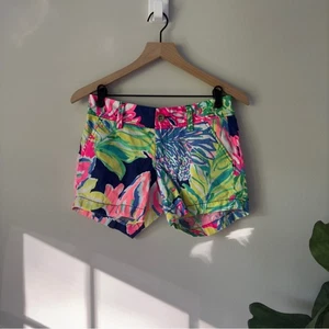 Lilly Pulitzer The Callahan Short 100% Cotton Floral Button Zipper Zip Colorful - Picture 1 of 11