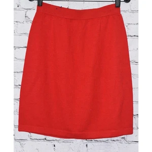 St John Collection Knit By Marie Gray Red Boucle Knee-length Pencil Skirt Size 8 - Picture 1 of 7