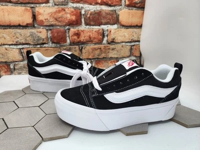 VANS Knu Stack Platform Lift Shoes Black White Platform Shoes Women Sz  8.5 - Image 1 of 4