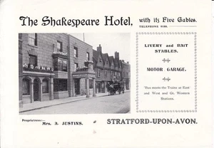 1908 Shakespeare Hotel Print-Ad & Kendall Watchmakers-Stratford-upon-Avon - Bild 1 von 1