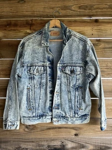 VTG 80s Levis MEDIUM 70507-0219 Acid Wash Trucker Denim Jacket Men's Made In USA - Picture 1 of 13