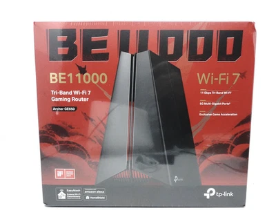 TP-Link Tri-Band BE11000 Wi-Fi 7 Gaming Router Archer GE650 Black/Red - Image 1 of 4