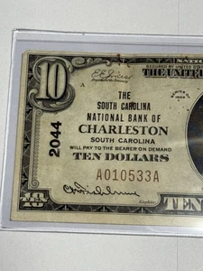 1929 $10 CHARLESTON, SC (Ch #2044) South Carolina NB National Currency Bank Note - Picture 1 of 3