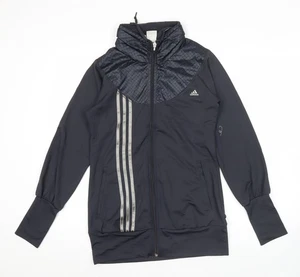 Adidas Womens Black Size 12 Track Jacket Full Zip Climalite - Picture 1 of 12