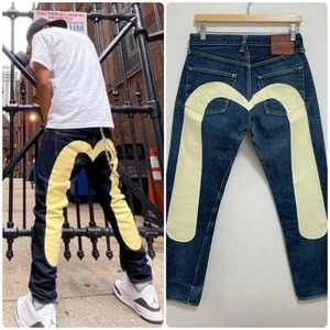 Evisu No.1 Lote 2000 Jeans Denim Daikoku Big Seagull Blancos W33 L32 - Imagen 1 de 19